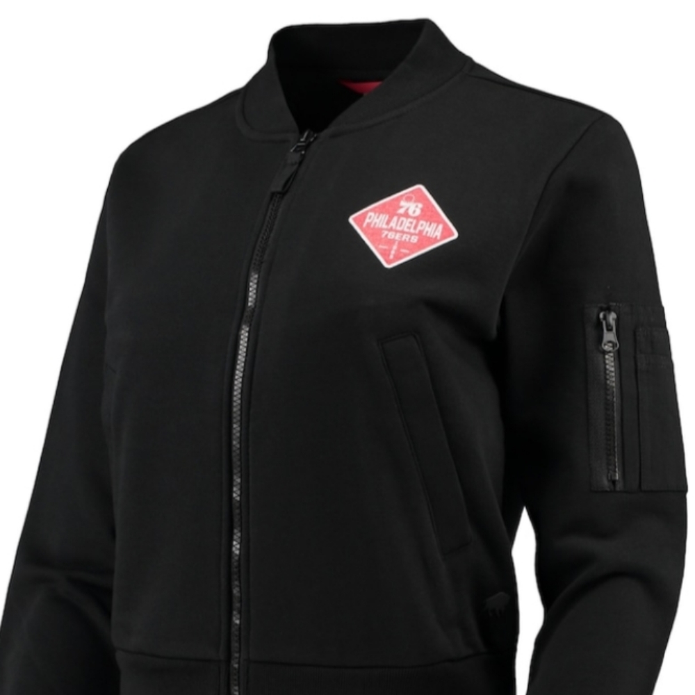 NWT Philadelphia 76ers Sportiqe Black Ice Bomber Full-Zip Jacket Small